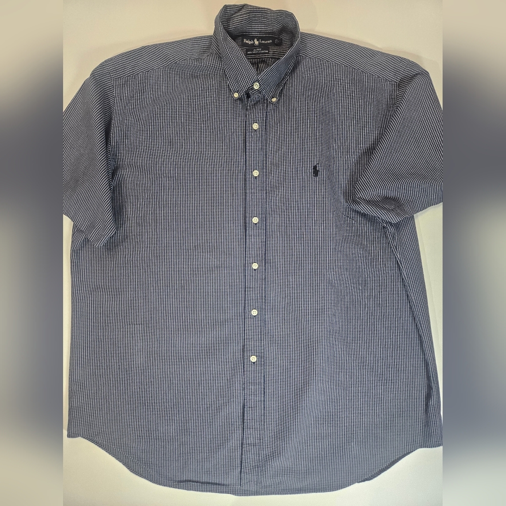 Ralph Lauren Mens Button‎ Down Shirt XL Blake Blue White Pony Preppy Office Wear
